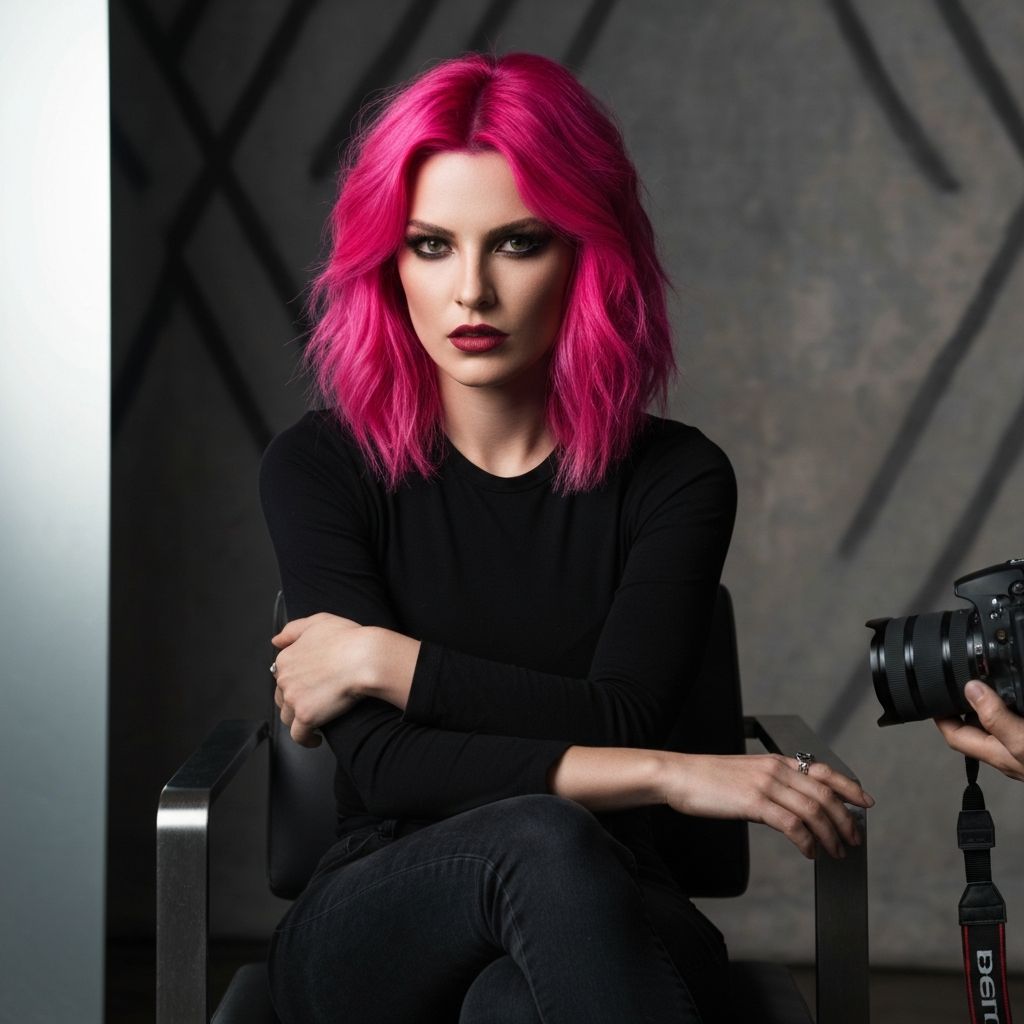 Vibrant pink hair color transformation