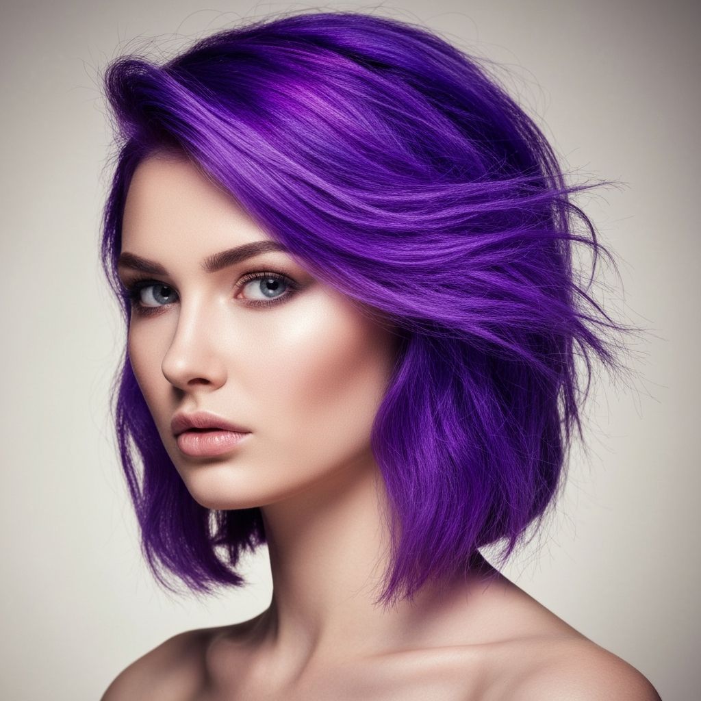Deep purple hair styling